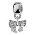 Charms Thabora en argent rhodi&eacute; noeud f&eacute;minin suspendu orn&eacute; d'oxydes blancs sertis Artemare