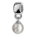 Charms Thabora en argent rhodi&eacute; perle blanche synth&eacute;tique de 8mm suspendue Artemare