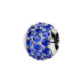 Charms Thabora en argent rhodi&eacute; boule orn&eacute;e d'oxydes bleus fonc&eacute;s sertis