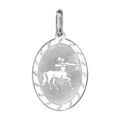 Pendentif en argent rhodi&eacute; plaque ovale zodiaque Sagittaire mat et brillant Artemare