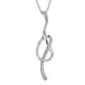 Colliers sur Artemare : Collier en argent rhodi&eacute; cha&icirc;ne avec pendentif brin faisant un noeud avec parties orn&eacute;es d'oxydes blancs sertis - longueur 42cm + 3cm de rallonge