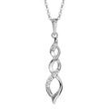 Colliers sur Artemare : Collier en argent rhodi&eacute; cha&icirc;ne avec pendentif torsade lache orn&eacute;e d'oxydes blancs sertis - longueur 42cm + 3cm de rallonge
