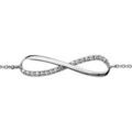 Bracelet en argent rhodié chaîne avec au milieu symbole infini orné d'oxydes blancs sur moitié du symbole - longueur 16cm + 2cm de rallonge Bracelets sur Artemare : Bracelet en argent rhodié chaîne avec au milieu symbole infini orné d'oxydes blancs sur moitié du symbole - longueur 16cm + 2cm de rallonge