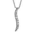 Collier en argent rhodi&eacute; cha&icirc;ne avec pendentif vague en oxydes blancs - longueur 40cm + 4cm de rallonge Artemare