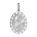 Pendentif en argent rhodi&eacute; plaque ovale zodiaque Cancer mat et brillant Artemare