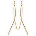 Boucles d'oreilles pendantes en plaqu&eacute; or baguettes lisses et courb&eacute;es et fermoir poussette Artemare