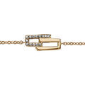 Bracelet en plaqu&eacute; or cha&icirc;ne avec 2 rectangles ouverts imbriqu&eacute;s dont 1 orn&eacute; d'oxydes blancs sertis et l'autre lisse au milieu - longueur 16cm + 2cm de rallonge