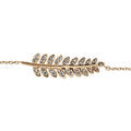 Bracelet en plaqu&eacute; or cha&icirc;ne avec au milieu 1 feuille de fr&ecirc;ne orn&eacute;e d'oxydes blancs sertis - longueur 16cm + 2cm de rallonge