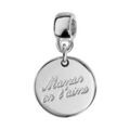 Charms Thabora en argent rhodi&eacute; m&eacute;daille suspendue grav&eacute;e "Maman on t'aime"