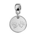 Charms Thabora en argent rhodi&eacute; m&eacute;daille suspendue grav&eacute;e empreintes 2 mains