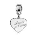 Bracelets sur Artemare : Charms Thabora en argent rhodi&eacute; coeur suspendu grav&eacute; "Maman je t'aime"