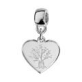 Charms Thabora en argent rhodi&eacute; coeur suspendu grav&eacute; arbre de vie