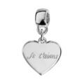 Charms Thabora en argent rhodi&eacute; coeur suspendu grav&eacute; "Je t'aime"