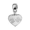 Bracelets sur Artemare : Charms Thabora en argent rhodi&eacute; coeur suspendu grav&eacute; empreintes 2 mains