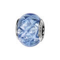 Charms Thabora en argent rhodi&eacute; et verre de Murano v&eacute;ritable bleu argent&eacute; d&eacute;cor&eacute; de croix