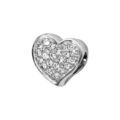 Charms Thabora en argent rhodi&eacute; coeur pav&eacute; d'oxydes blancs sertis recto-verso