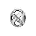 Charms Thabora en argent rhodi&eacute; boule avec symbole infini ajour&eacute; et orn&eacute; d'oxydes blancs sur une partie