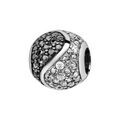 Charms Thabora en argent rhodi&eacute; boule orn&eacute;e d'oxydes noirs et blancs s&eacute;par&eacute;s Yin & Yang