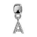 Bracelets sur Artemare : Charms Thabora en argent rhodi&eacute; lettre A orn&eacute;e d'oxydes blancs suspendu