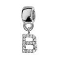 Charms Thabora en argent rhodi&eacute; lettre B orn&eacute;e d'oxydes blancs suspendu Artemare