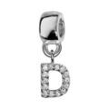 Bracelets sur Artemare : Charms Thabora en argent rhodi&eacute; lettre D orn&eacute;e d'oxydes blancs suspendu