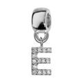 Bracelets sur Artemare : Charms Thabora en argent rhodi&eacute; lettre E orn&eacute;e d'oxydes blancs suspendu