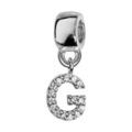 Charms Thabora en argent rhodi&eacute; lettre G orn&eacute;e d'oxydes blancs suspendu