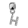 Charms Thabora en argent rhodi&eacute; lettre H orn&eacute;e d'oxydes blancs suspendu Artemare