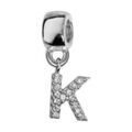 Charms Thabora en argent rhodi&eacute; lettre K orn&eacute;e d'oxydes blancs suspendu Artemare