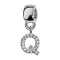 Bracelets sur Artemare : Charms Thabora en argent rhodi&eacute; lettre Q orn&eacute;e d'oxydes blancs suspendu