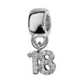 Bracelets sur Artemare : Charms Thabora en argent rhodi&eacute; chiffre 18 orn&eacute; d'oxydes blancs suspendu