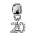Bracelets sur Artemare : Charms Thabora en argent rhodi&eacute; chiffre 20 orn&eacute; d'oxydes blancs suspendu