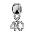 Bracelets sur Artemare : Charms Thabora en argent rhodi&eacute; chiffre 40 orn&eacute; d'oxydes blancs suspendu