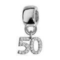 Charms Thabora en argent rhodi&eacute; chiffre 50 orn&eacute; d'oxydes blancs suspendu