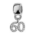 Bracelets sur Artemare : Charms Thabora en argent rhodi&eacute; chiffre 60 orn&eacute; d'oxydes blancs suspendu