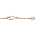 Bracelet en plaqu&eacute; or cha&icirc;ne avec 3 motifs 2 brins tournants dont 1 orn&eacute; d'oxydes blancs sertis - longueur 16cm + 2,5cm de rallonge