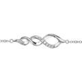Bracelets sur Artemare : Bracelet en argent rhodi&eacute; cha&icirc;ne avec torsade lache orn&eacute;e d'oxydes blancs sertis au milieu - longueur 15cm + 3cm de rallonge