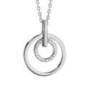 Collier en argent rhodié chaîne avec pendentif 1 anneau lisse et 1 anneau orné d'oxydes blancs à l'intérieur - longueur 45cm Colliers sur Artemare : Collier en argent rhodié chaîne avec pendentif 1 anneau lisse et 1 anneau orné d'oxydes blancs à l'intérieur - longueur 45cm