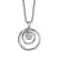 Collier en argent rhodi&eacute; cha&icirc;ne avec pendentif 2 anneaux avec 1 oxyde blanc au centre - longueur 41,5cm + 2,5cm de rallonge
