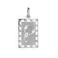 Pendentif en argent rhodi&eacute; plaque G.I. rectangulaire zodiaque Cancer mat et brillant Artemare