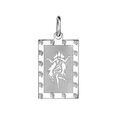 Pendentifs sur Artemare : Pendentif en argent rhodi&eacute; plaque G.I. rectangulaire zodiaque Vierge mat et brillant