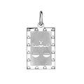 Pendentif en argent rhodi&eacute; plaque G.I. rectangulaire zodiaque Balance mat et brillant Artemare