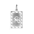 Pendentifs sur Artemare : Pendentif en argent rhodi&eacute; plaque G.I. rectangulaire zodiaque Capricorne mat et brillant