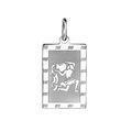Pendentif en argent rhodi&eacute; plaque G.I. rectangulaire zodiaque Verseau mat et brillant Artemare