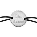 Bracelets sur Artemare : Bracelet en acier cordon noir coulissant avec plaque ronde grav&eacute;e "Papa d'amour" au milieu