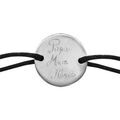 Bracelet en acier cordon noir coulissant avec plaque ronde grav&eacute;e "Papa mon h&eacute;ros" au milieu Artemare