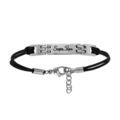 Bracelets sur Artemare : Bracelet en acier cordon doubl&eacute; noir avec plaque identit&eacute; grav&eacute;e "Super Papa" au milieu - longueur 18cm + 2cm de rallonge