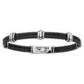 Bracelet en acier 2 c&acirc;bles noirs avec 5 &eacute;l&eacute;ments gris pour les retenir - longueur 20cm Artemare