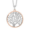 Collier en acier et PVD rose chaîne avec pendentif rond avec arbre de vie granité à l'intérieur - longueur 42cm + 4cm de rallonge Colliers sur Artemare : Collier en acier et PVD rose chaîne avec pendentif rond avec arbre de vie granité à l'intérieur - longueur 42cm + 4cm de rallonge