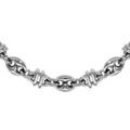 Colliers sur Artemare : Collier en acier petites mailles grains de caf&eacute; altern&eacute;e maillon fantaisie- longueur 53cm